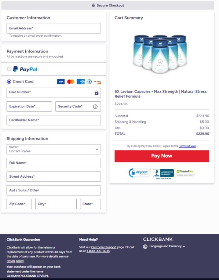 levium-official-website-secure-order-page